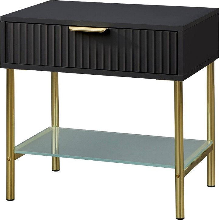 Valen Channel Front End Table with Drawer Black Lifestorey ShopStyle
