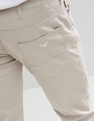 Emporio Armani J06 Slim Fit 5 Pocket Trousers In Beige