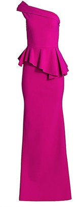 Chiara Boni La Petite Robe Jessie Long One-Shoulder Peplum Gown