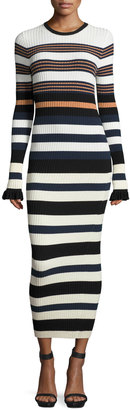 Opening Ceremony Long-Sleeve Striped Maxi Dress, Harvest White/Multicolor