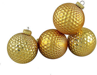 Asstd National Brand 4ct Gold Prism Textured Shatterproof Christmas Ball Ornaments 2.75 (70mm)