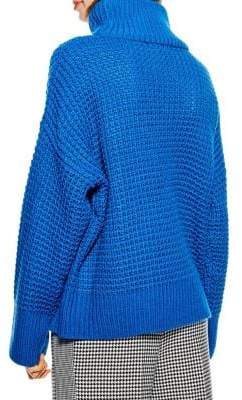 Topshop Weave Stitch Roll Neck Sweater