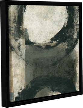 ArtWall Abstract Gray With Black Circles by Elena Ray Framed Painting Print on Wrapped Canvas