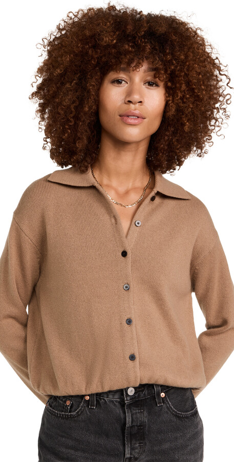 Theory Crop Polo Cashmere Cardigan - ShopStyle