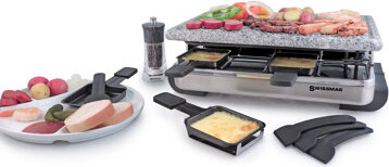 Swissmar Classic 8 Person Raclette W/Granite Stone Grill Top, Stainless Steel