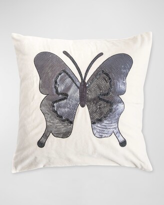 Mackenzie Childs Ivory Butterfly Pillow