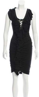 Just Cavalli Ruffle-Accented Sleeveless Dress Black Ruffle-Accented Sleeveless Dress