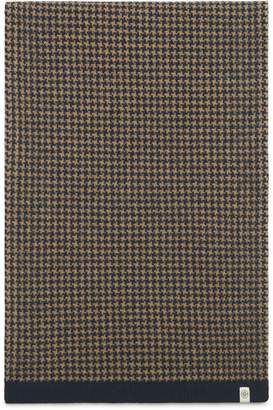 Mulberry Houndstooth Knitted Scarf Navy and Camel Lambswool
