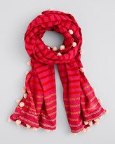 Thumbnail for your product : Marc by Marc Jacobs Striped Snakeskin-Print Pom-Pom Scarf