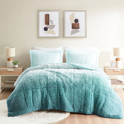 SnugglySolace Ombre Shaggy Faux Fur Comforter - Soft & Warm In Cozy