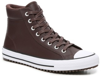 brown leather converse high tops