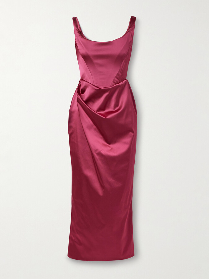 Vivienne Westwood Suzie Draped Satin Midi Dress - Purple