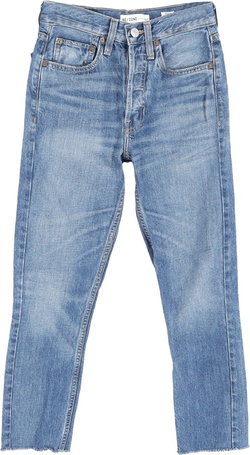 RE/DONE High-Rise Slim-Fit Jeans in Blue Cotton Denim