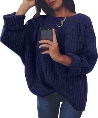 navy blue knitted jumper womens