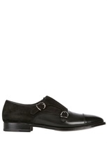 Thumbnail for your product : Fratelli Rossetti Brushed Leather & Suede Monk Strap Shoes