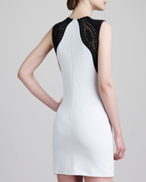 Thumbnail for your product : Emilio Pucci Lace-Shoulder Sleeveless Sheath Dress, White/Black