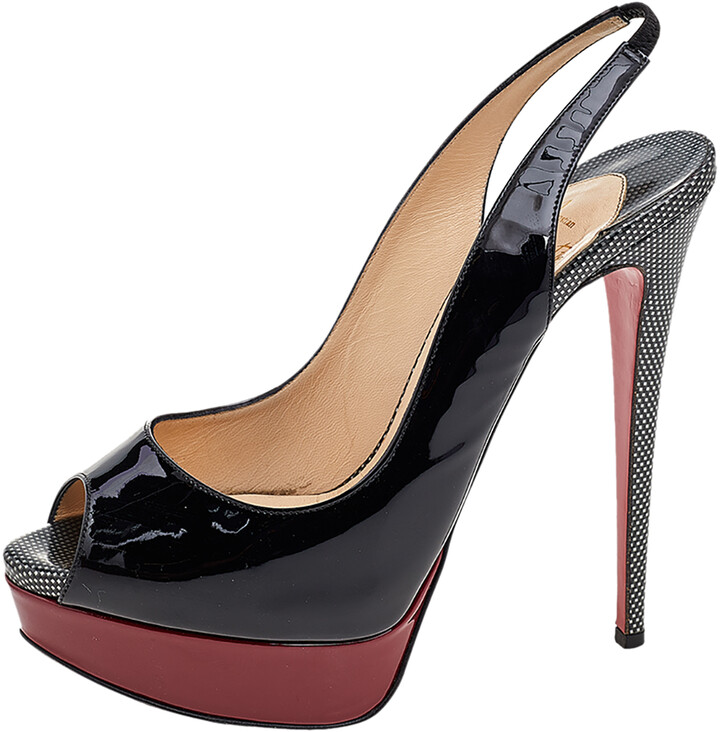 Black Loubi Queen Alta 150 patent platform sandals