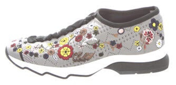 fendi embroidered colorblock sneakers