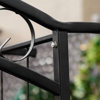 Latitude Run 7Ft Metal Garden Trellis  With Charming River Pattern  Ideal For Gate - Black 7Ft Fascinating Fashion Gardens