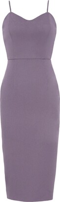 Nomi Fame Women's Onda Grey Crepe Midi Dress With Adjustable Straps