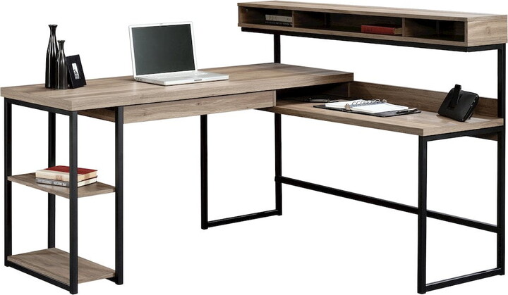 Sauder Transit L Desk, Salt Oak Finish