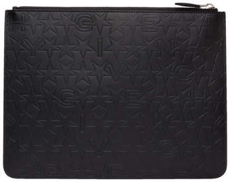 Givenchy Black Large Embossed Zip Pouch