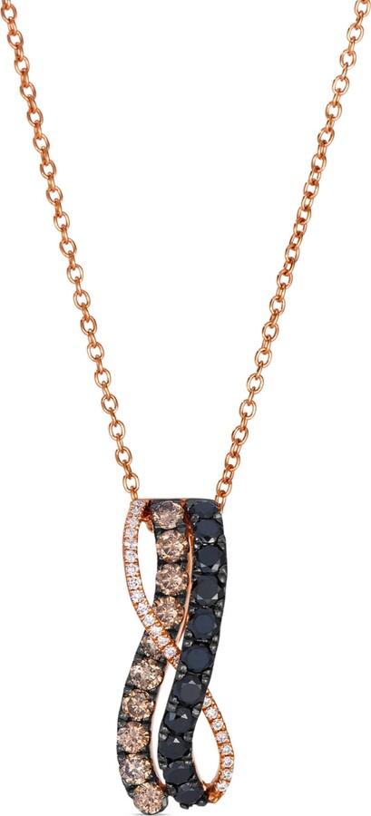 LeVian Chocolate Diamonds (.34 ct. t.w.) Blackberry Diamonds (.29 ct. t.w.) and Vanilla Diamonds (.05 ct. t.w.) Exotics Pendant Necklace in 14k Stra