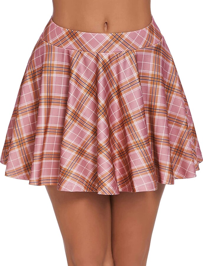 Pink Plaid Plaid Skater Skirt India Hot Topic Pink Black Plaid