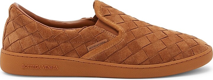 Bottega Veneta Men's Intrecciato Leather Sneakers - Caramel - Size 10