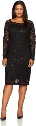 Tiana B T I A N A B. Women's Size Scallop Neck Sequin Lace Dress Plus