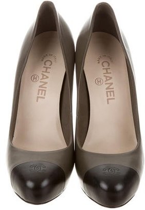 Chanel Leather CC Cap-Toe Pumps