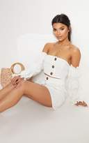 Thumbnail for your product : PrettyLittleThing White Cotton Button Detail Puff Sleeve Shirt