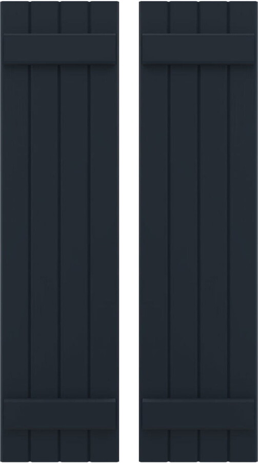 Ekena Millwork 14"W x 35"H Americraft Four Board (2 Batten) Exterior Real Wood Joined Board-n-Batten Shutters (Per Pair), Starless Night Blue