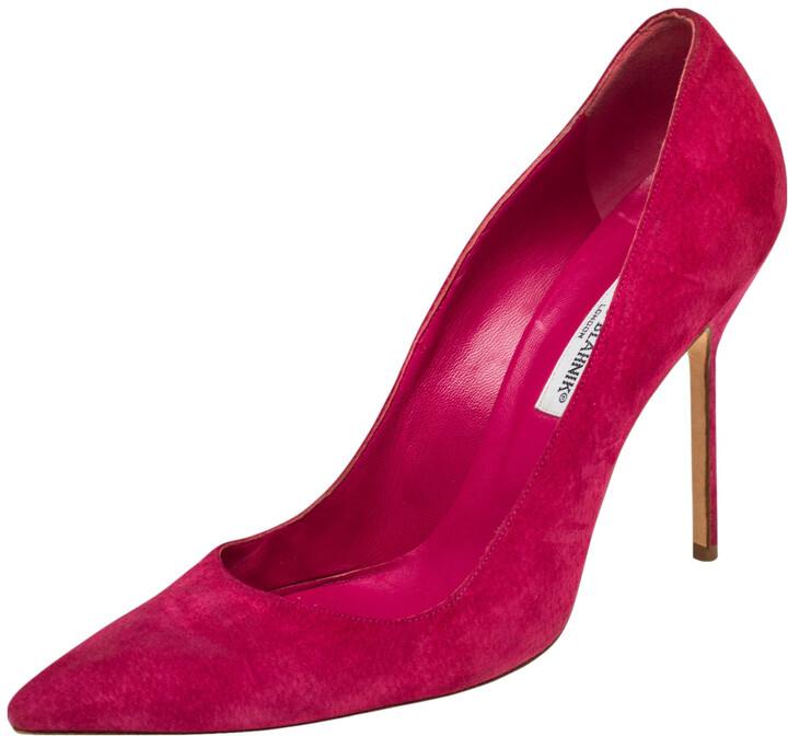 fuchsia suede heels