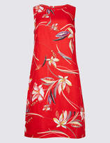 Thumbnail for your product : M&S Collection Linen Rich Floral Print Tunic Dress