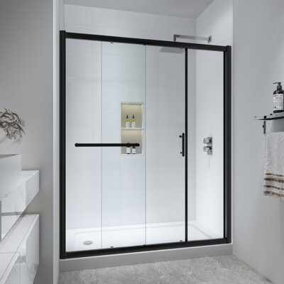Borealis 72" W x 72" H Single Sliding Aluminum Framed Shower Door with Heat Soaking Process and Protective Coating Treatment