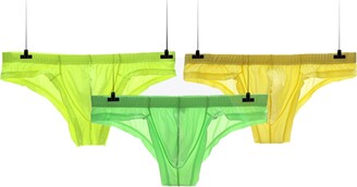 Faringoto Men's Comfort Thong Thin Ice Silk Underwear Low Waist Elastic T  Pants(