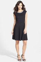 Thumbnail for your product : Betsey Johnson Embellished Textured Fit & Flare Dress