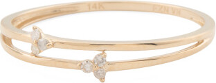 TJMAXX 14Kt Gold Two Row Petite Diamond Band Ring, Diamond/Gold