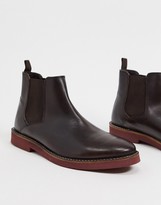 Thumbnail for your product : ASOS DESIGN chelsea boots in brown leather with contrast sole