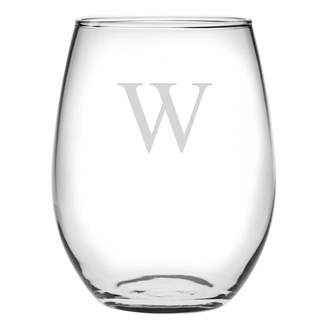 Susquehanna Glass Monogrammed Set of 4 Single Letter Stemless Wine Glasses