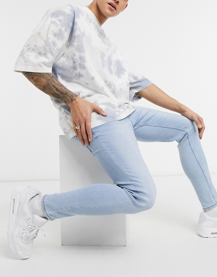 Bershka super skinny fit jeans in light blue wash - ShopStyle