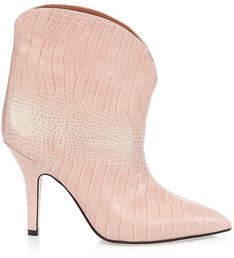 Paris Texas Iridescent Croc-Embossed Leather Ankle Boots