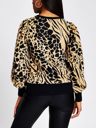 river island puff sleeve jumper