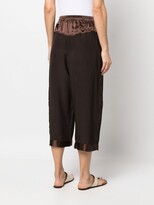 Thumbnail for your product : MAURIZIO MYKONOS Floral Lace-Detail Silk Cropped Trousers