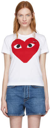 Comme des Garcons Play Play White Large Double Heart T-Shirt