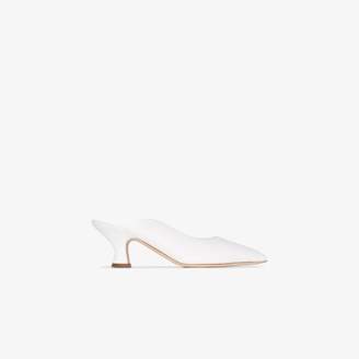 Burberry white Acate 60 leather backless mules