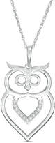 Thumbnail for your product : Zales 1/20 CT. T.W. Diamond Laser-Cut Owl Pendant in 10K White Gold
