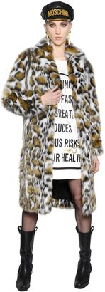 Moschino Leopard Faux Fur Coat