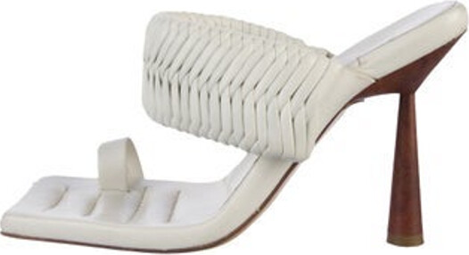 GIA/RHW Leather Slides White Braided Accents Unfortunately, due to restrictions, this item may not be eligible for shipping in all areas.